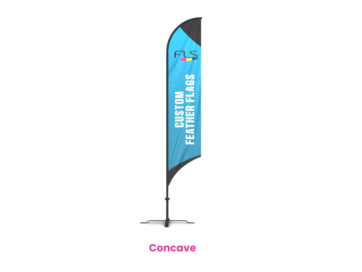 Concave feather flags