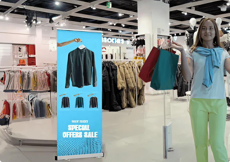 Retail and chain stores using custom display banners