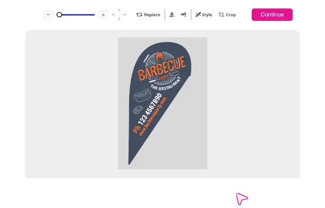 Order review screen showing final design preview and checkout